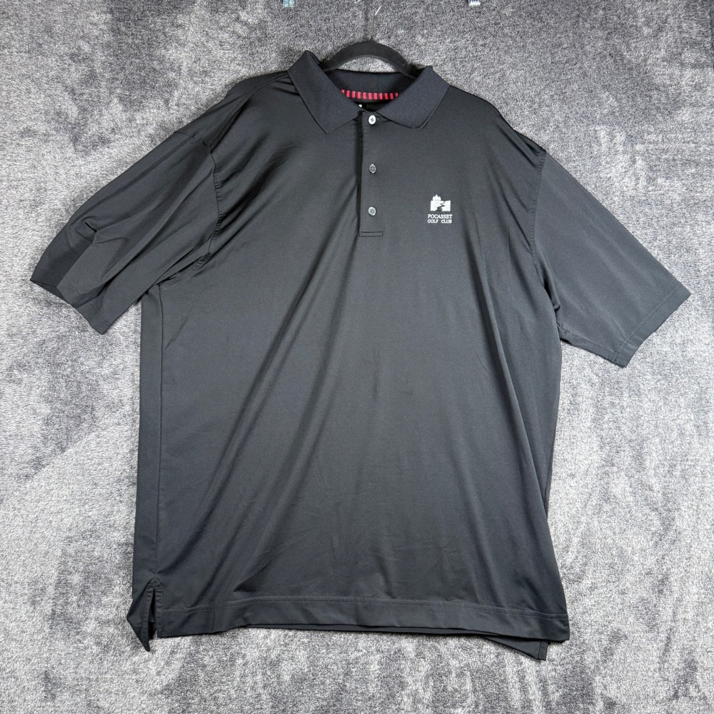 FootJoy Mens XL Black Pocasset Golf Club Performance Polo Shirt Short Sleeve
